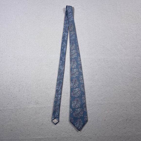 Christian Dior Tie Blue Paisley Silk Made in USA Fabric Woven in Italy Classic - Picture 2 of 5